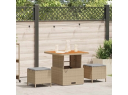 Vidaxl Conjunto De Jantar Para Jardim 3 Unid. Bege Vime Pe