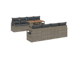 Conjunto 9 Conjunto De Sofá De Jardim Vidaxl Cinzento Vime Pe (100 X 55 X 73 Cm)