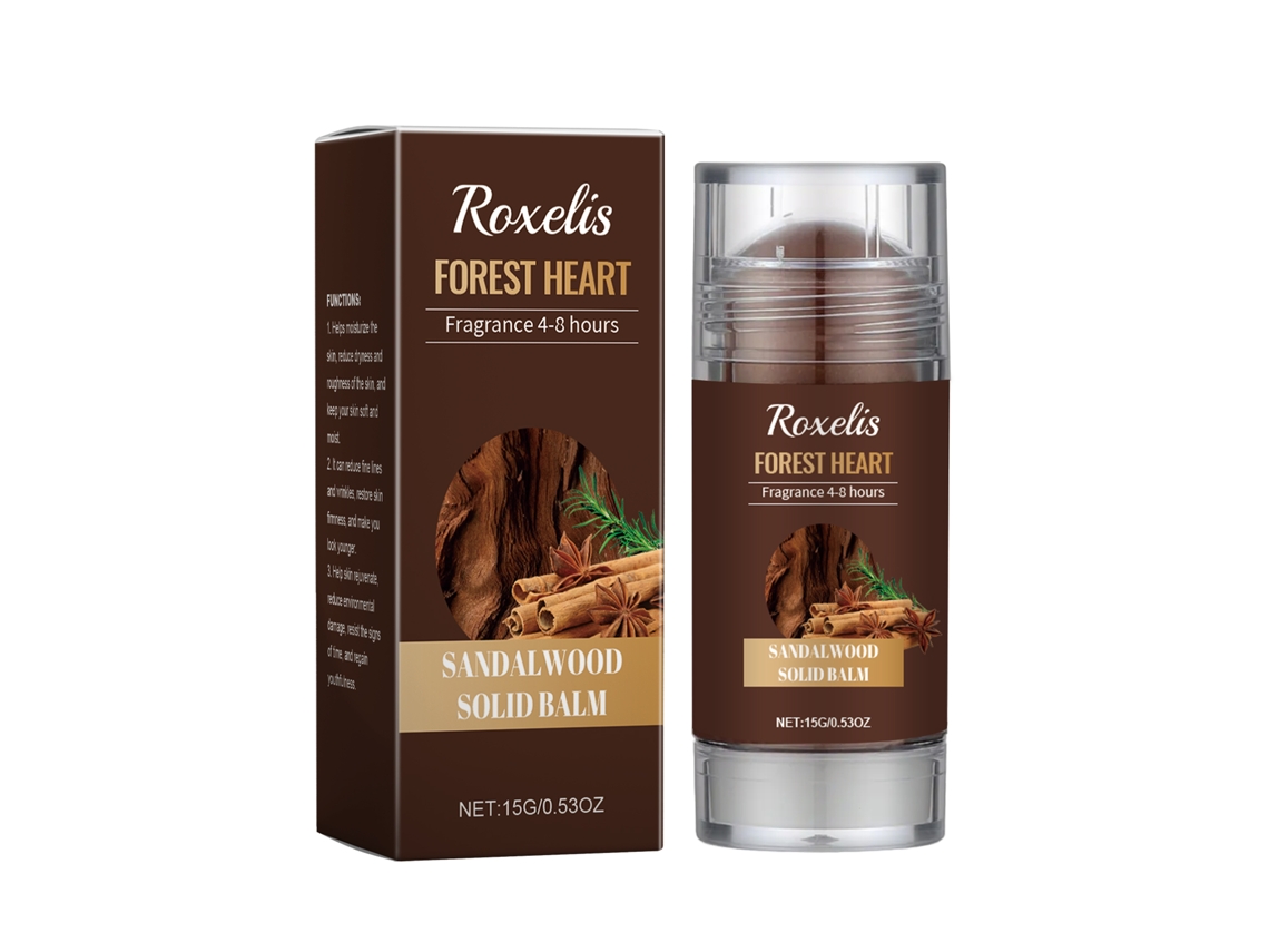 Perfume Sólido Roxelis Sandalo de LAXISCREED, Aroma Natural, Duradouro, Leve e Prático para Uso Diário e Portátil