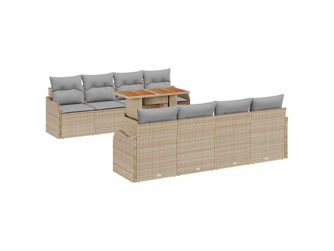 Maison Exclusive - Conjunto De Sofá De Jardim 9 Pcs Bege Rattan Sintético