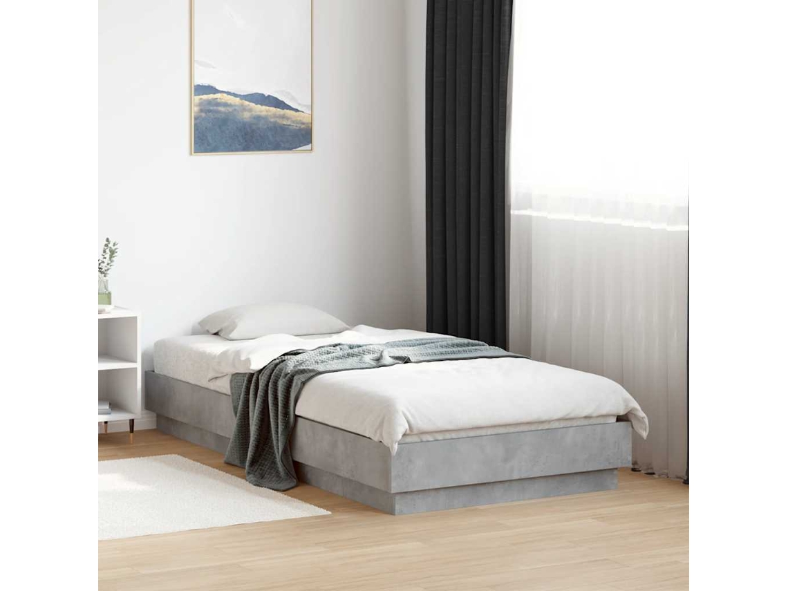 Vidaxl Estrutura De Cama 90x190 Cm Derivados De Madeira Cinza Cimento