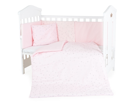 Conjunto De Cama Para Bebé 6 Peças 120/60 Nook Pink Stars Hugzzz