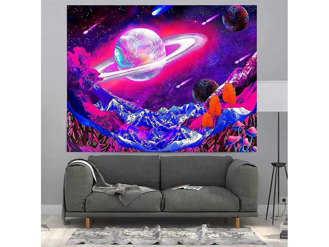 Tapestry Muro Lua Psicodélica Tapestries Sol e Lua Celestial Quarto Sala 78x59''
