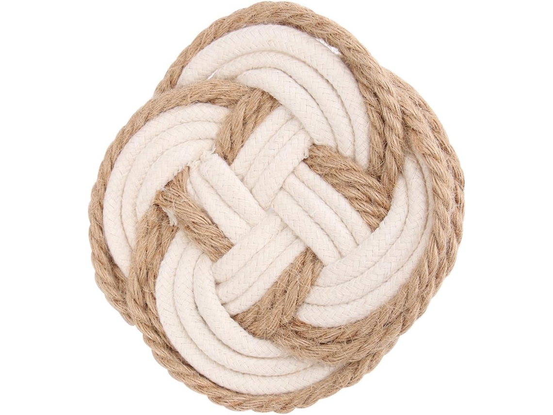Porta Copos E Fio Redondo De Algodão Linho Branco
