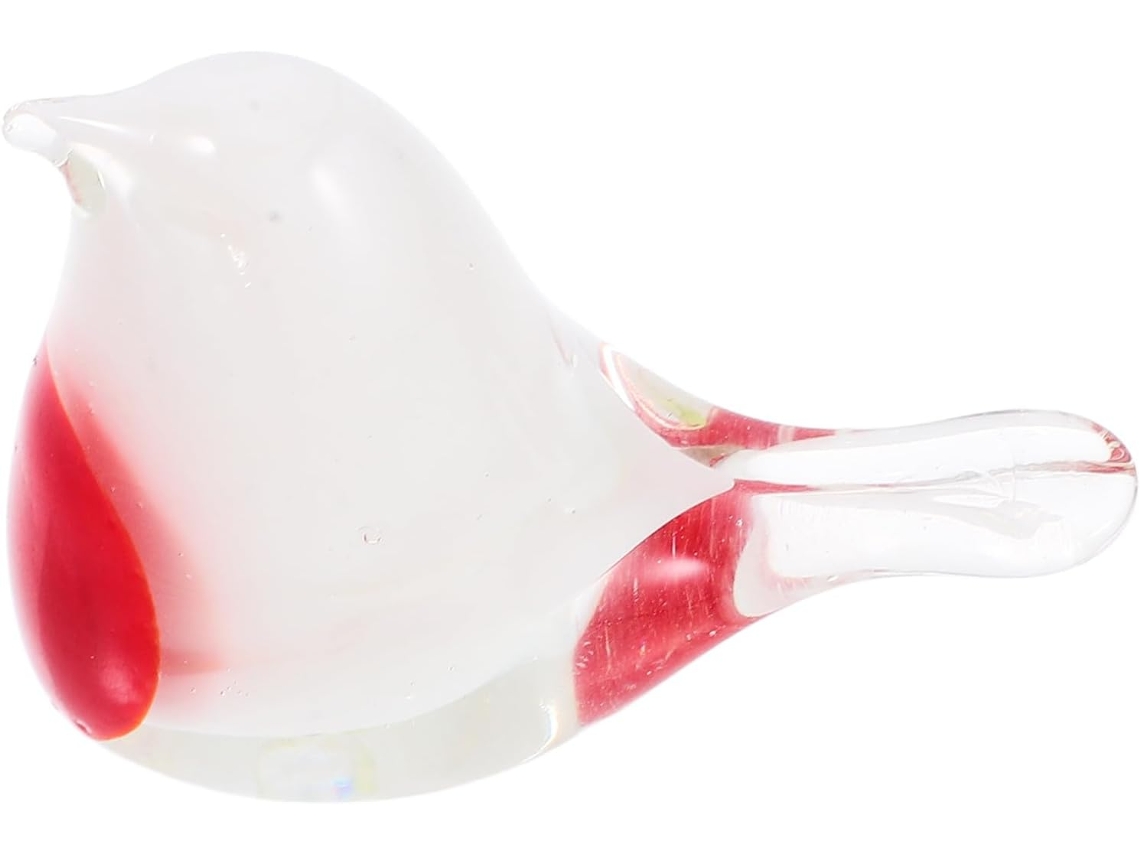 Elegante Polida Estatueta Pássaro Vidro Soprado Vermelho Branco Ideal Escritório Coleção Ornamento Único Casa GOKOCO