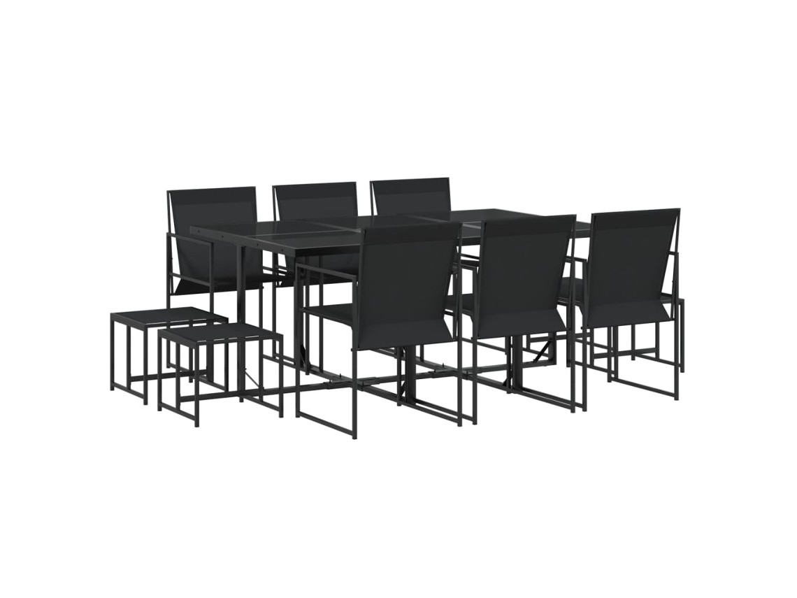 11 Pcs Conjunto de Jantar para Jardim Textilene Preto MAISON EXCLUSIVE