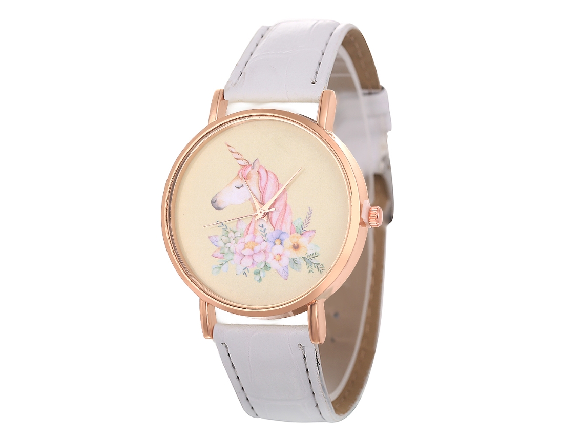 Relógio de Quartzo com Pulseira de Couro Estilo Simples Moderno para Jovens Amantes (branco)