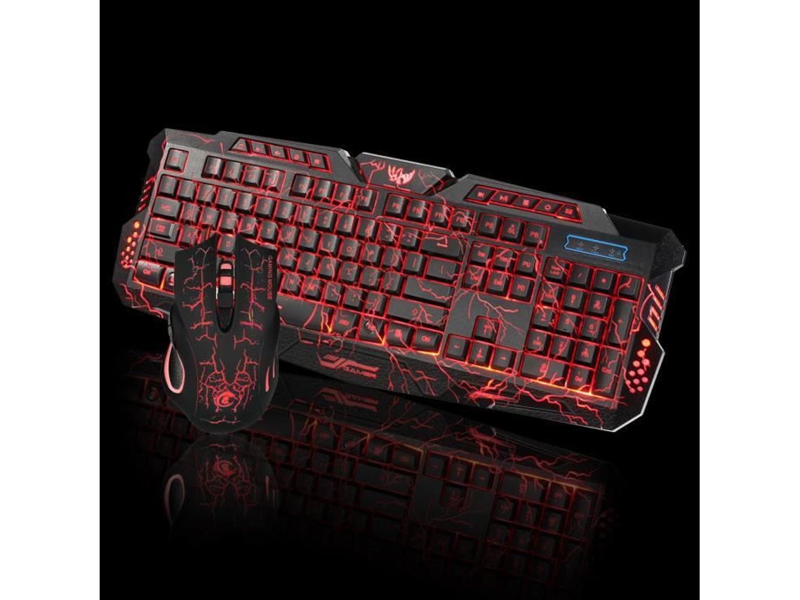 Teclado e mouse com fio LED para jogos 2.4G computador gamer multimídia_SB264