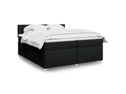 Vidaxl Cama Com Molas/colchão 200x200 Cm Tecido Preto