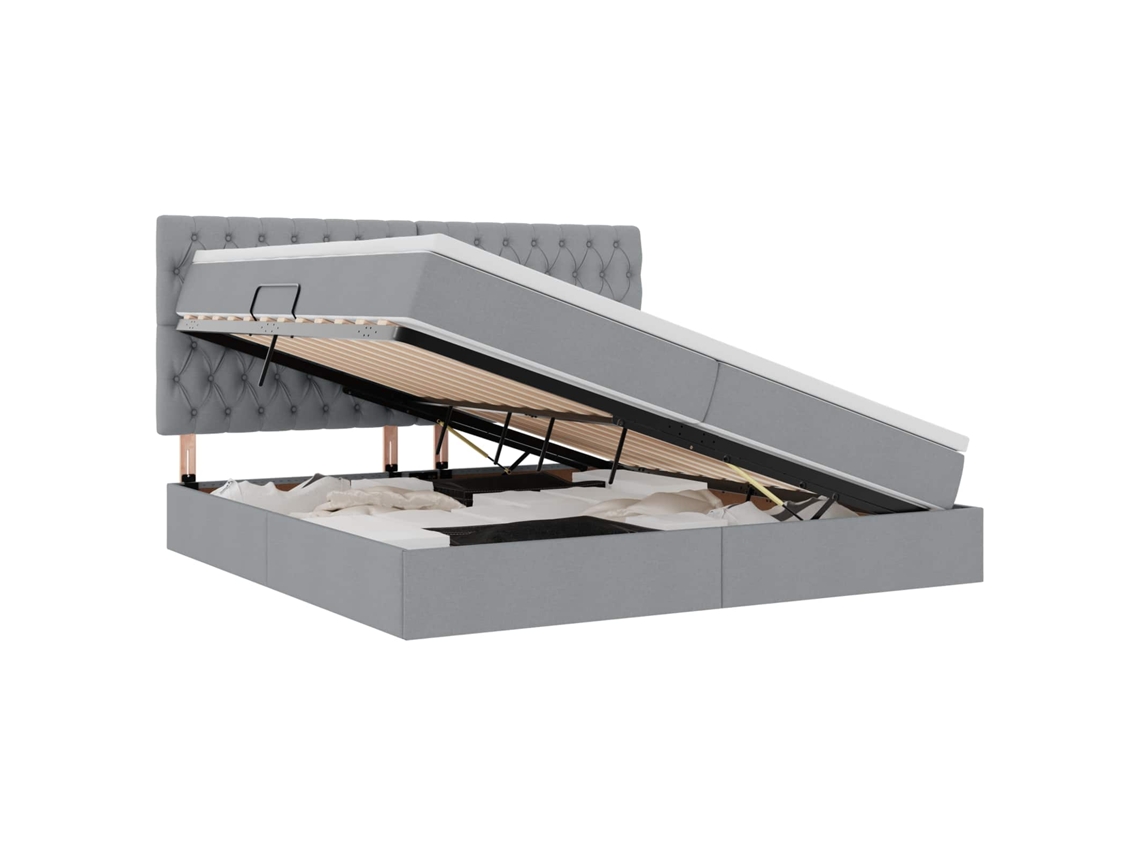 SYFAX™ Cama de Armazenamento Led com Colchão Cinzento claro