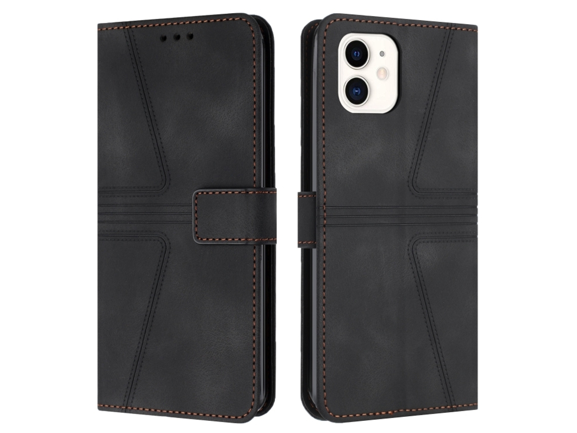 Capa De Couro Para Iphone 11 - Triangular - Cor Sólida