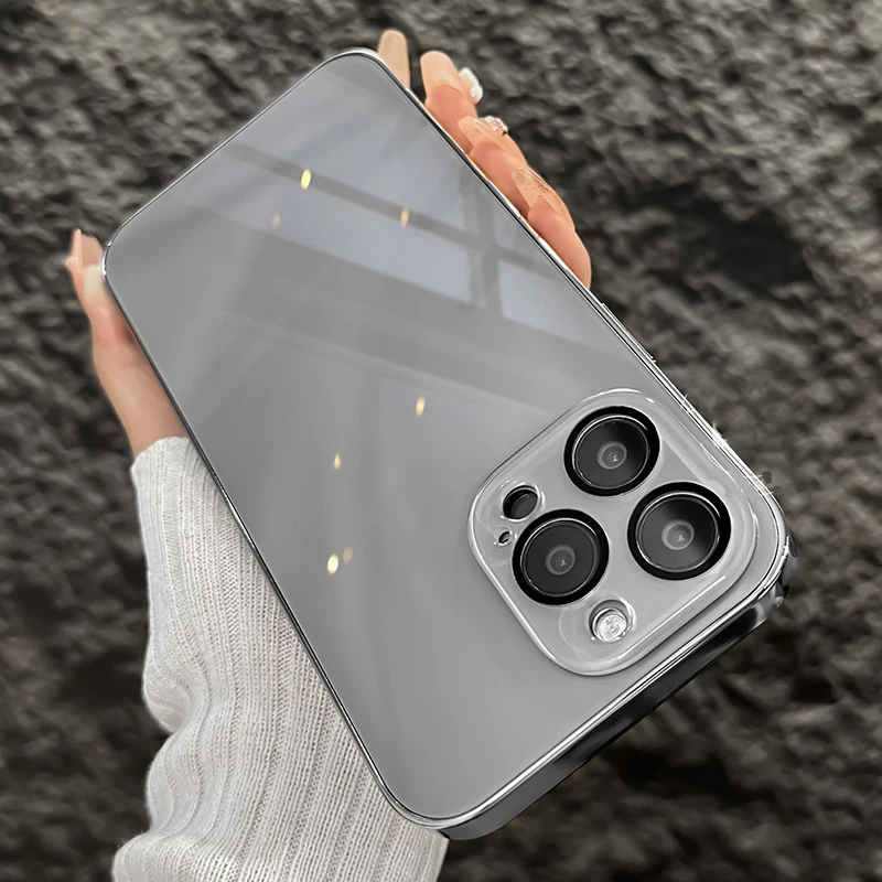 Capa De Celular Em Vidro Temperado À Prova De Choque (cinza, Para Iphone 13)