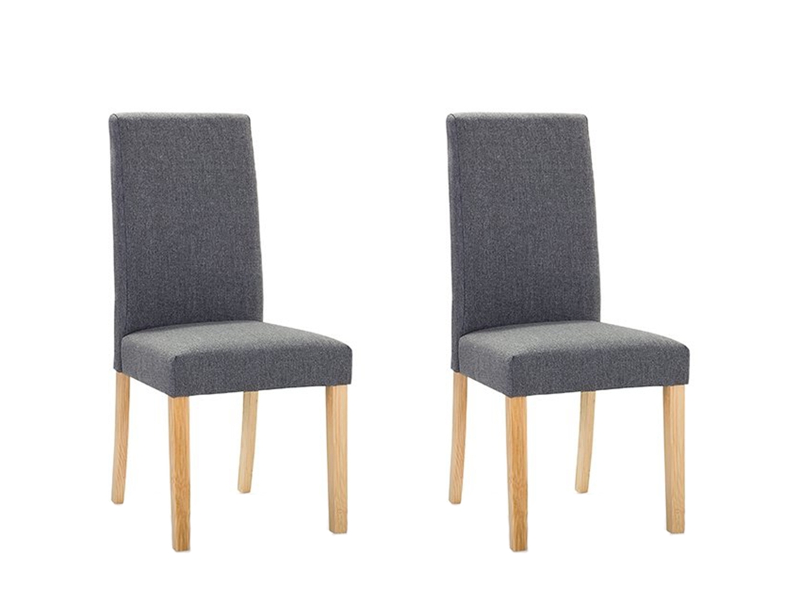 Confortável Conjunto De Cadeiras De Jantar Beliani Broadway De Tecido Cinzento 42x59x93