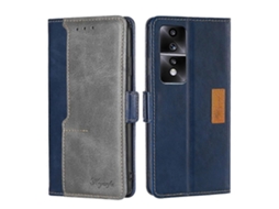 Capa De Couro Com Fivela Lateral Em Cores Contrastantes Para O Celular For Honor 80 Gt