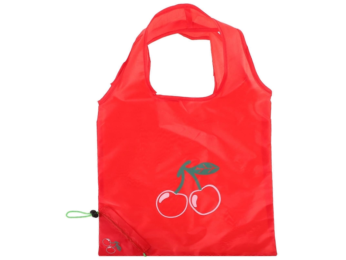 Sacola de Compras Feita de Poliéster, Perfeita para Compras de Supermercado. Cor Vermelha. Dobrável e Leve. Conjunto com 5 Peças. GOKOCO