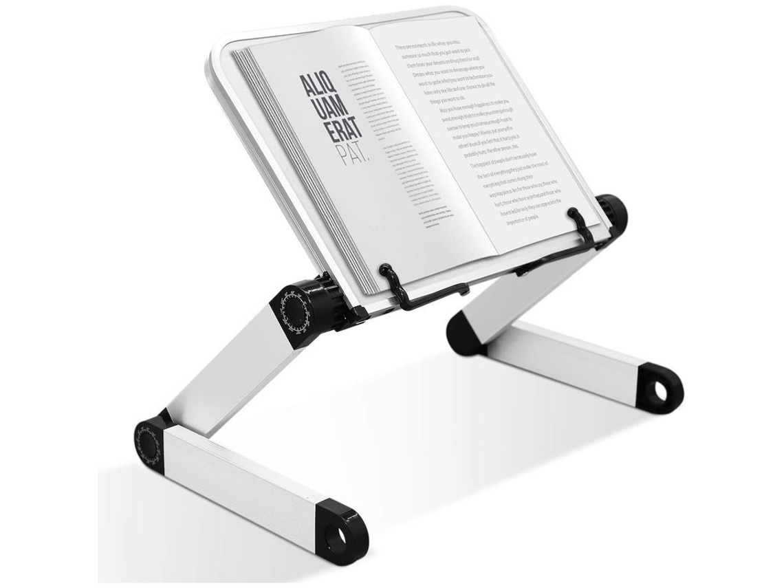 Suporte Para Notebook Ajustável Multifuncional Com Clip Para Livros Ergonômico Plegável De Alumínio