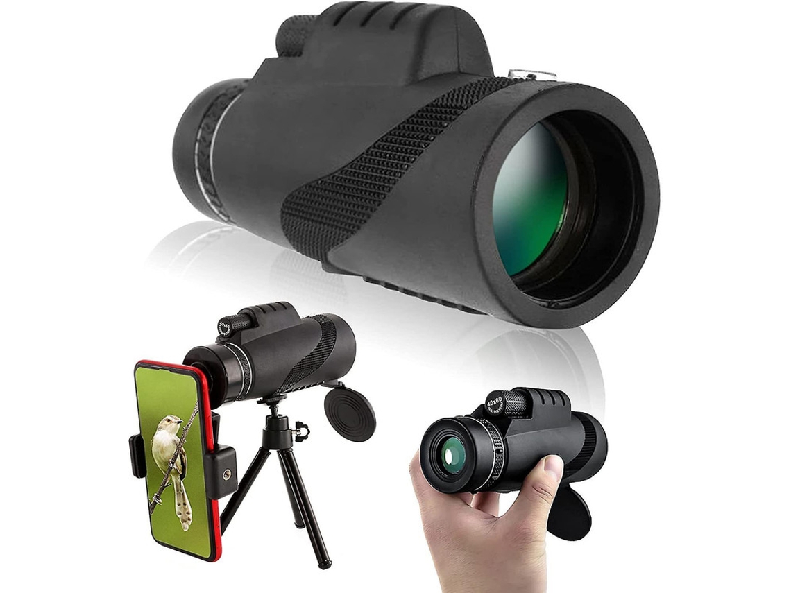 Telescópio Monocular 40×60 Hd Bak4 Prisma Ip68 Anti Nevoeiro Tripé Smartphone Observação Pássaros Caça Turismo Preto Bestvite