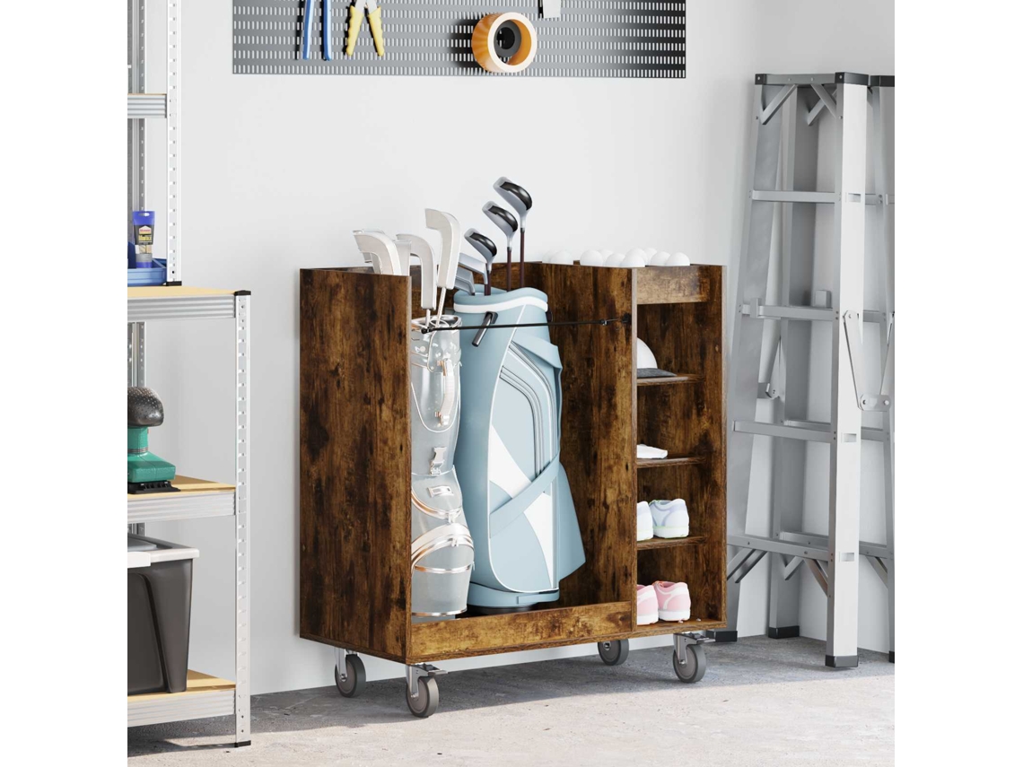Vidaxl Armário De Golfe Com Roda Carvalho Defumado 90 X 45 X 98 Cm