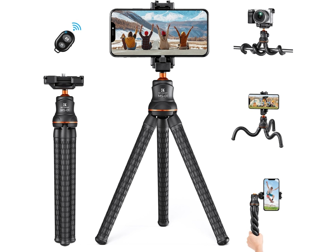 Mini Tripé Flexível Com Controle Remoto Bluetooth E Suporte Para Celular.