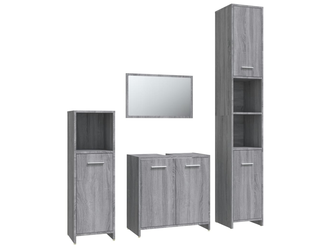 Bathroom Furniture Set, Bathroom Furniture Sets Vidaxl Cinzeto Madeira Processada (n/a)