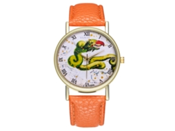 Relógio de Pulso Analógico de Dial Redondo Fashion com Movimento de Quartzo (laranja)