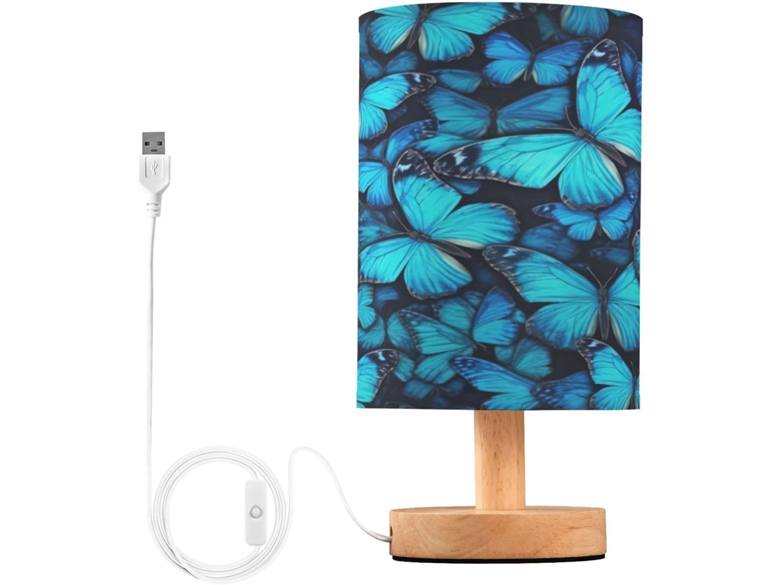 Luminária De Cabeceira Led Pequena Skyshu Com Base Madeira Antiderrapante E Cúpula Que Não Agride Os Olhos, Ideal Para