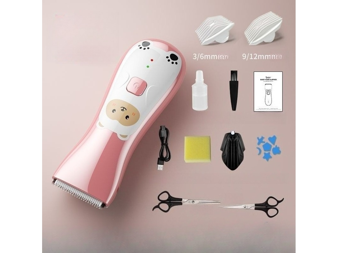 Corta Cabelo Bebé Silencioso Hexinyigjly Ipx6 Lavável, Para Crianças 0-12 Anos Rosa