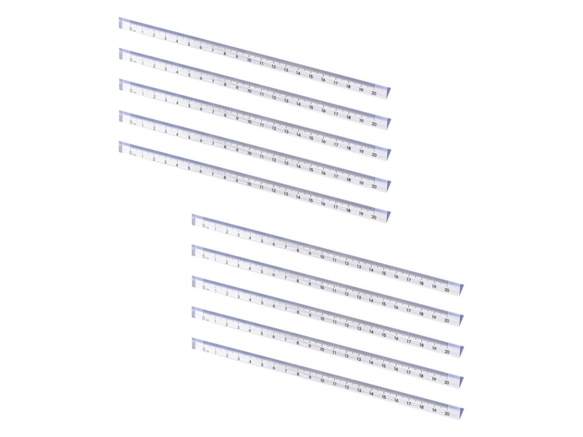 Régua triangular transparente de plástico para medição, 10 unidades, 20 cm