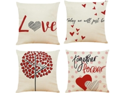 Conjunto de 4 Fronhas Decorativas Românticas em Formato Coração para o Dia Dos Namorados, Feitas CHABERLU