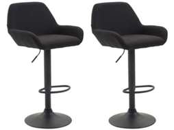 Conjunto De 2 Bancos De Bar Em Tecido Braga Preto/preto Clp