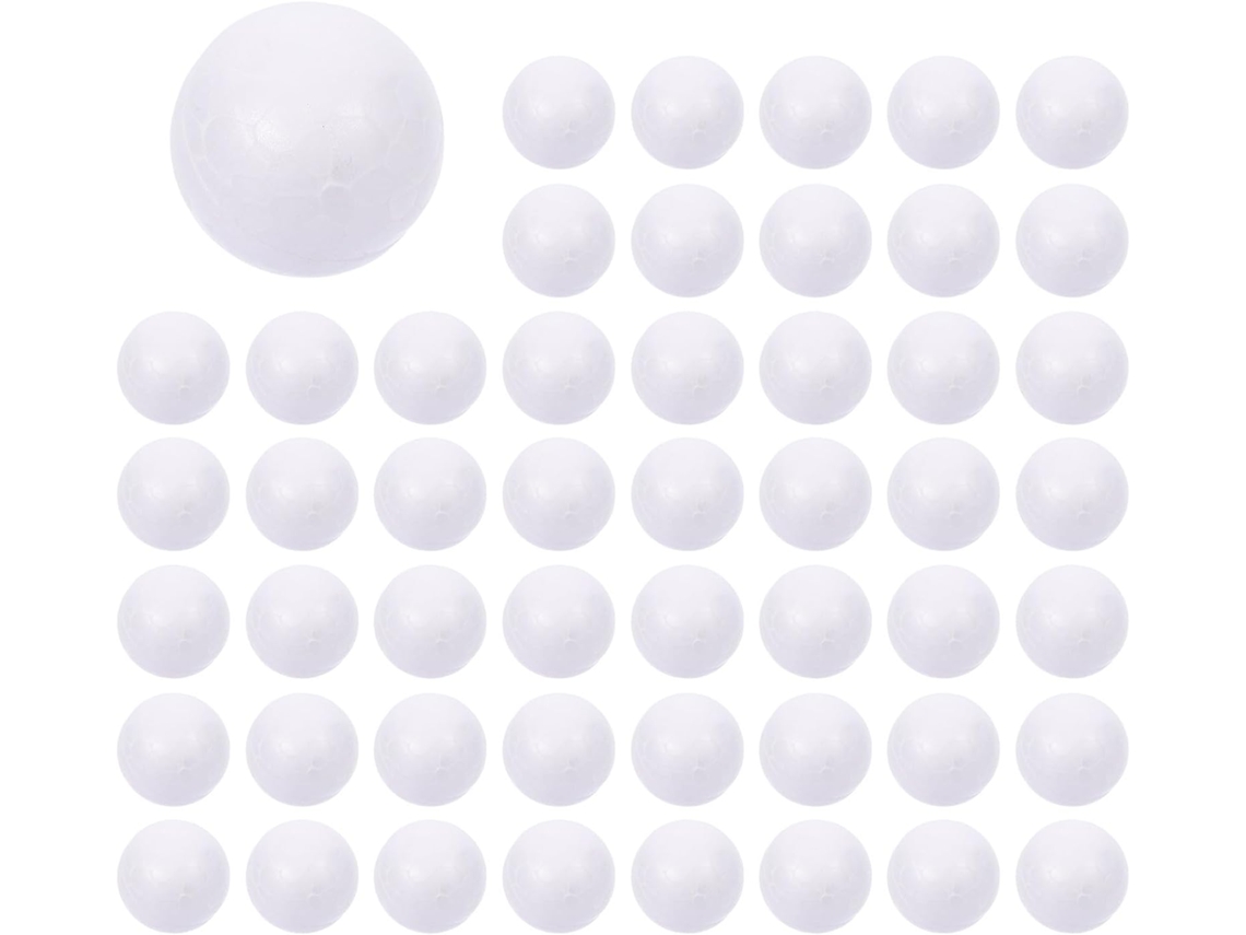 50 Bolas Redondas De Poliestireno Branco De 2cm