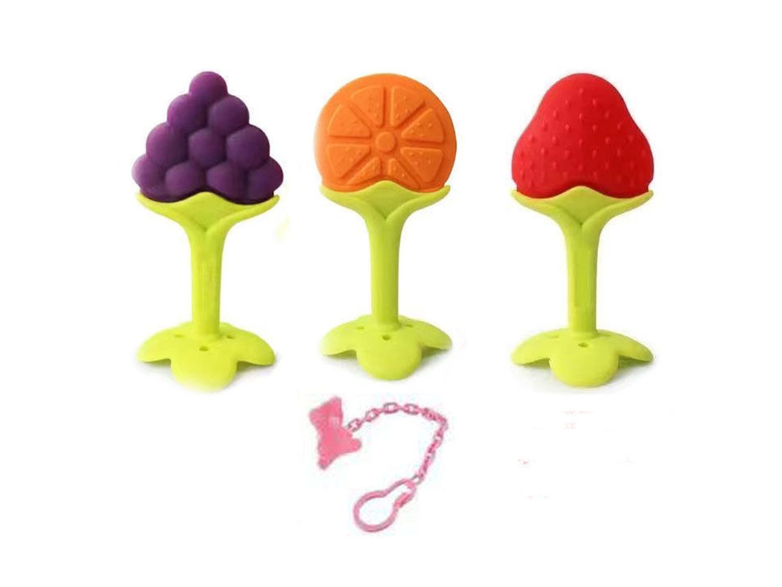 Mali brinquedos de Dentes para Bebê Silicone Forma de Frutas com Cor Brilhante 3 24 Meses