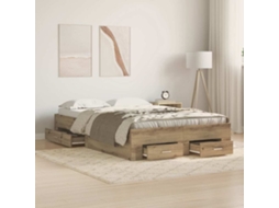 Vidaxl Estrutura da Cama com Gaveta Carvalho Artesanal 120 X 190 Cm
