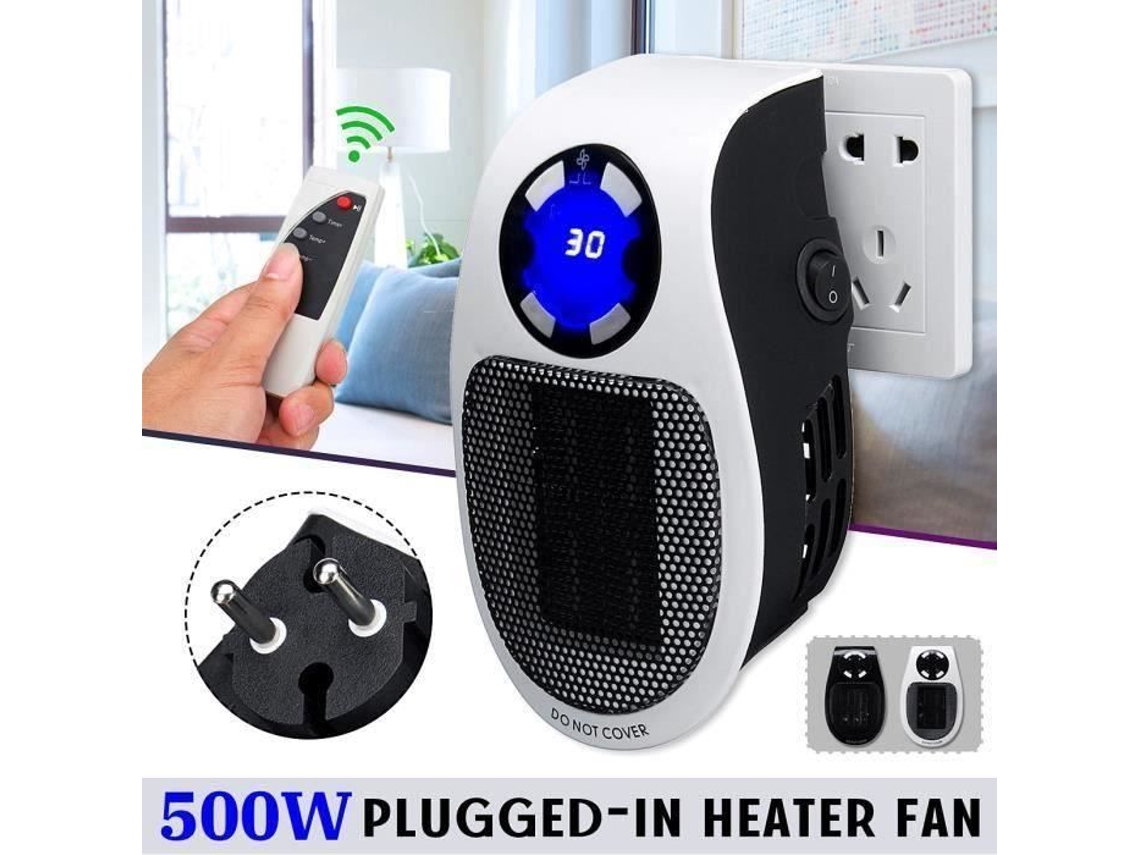 JL Neüfu 500W Mini Ventilador Elétrico Aquecedor Radiador Plug UE Led Controle Remoto Branco - JLAVC824AA1881 S/MARCA