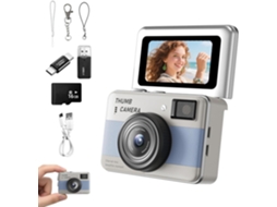 Mini Câmera Digital de Chaveiro com Tela Articulada de 1,47" e Entrada para Cartão Sd, Ideal para Viagens, Festas e Uso Diário IKIKSO (prateada)