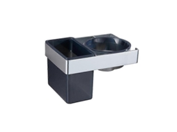 Suporte Adesivo de Parede para Secador Cabelo, 15x10,5x9cm, Prateado, em Alumínio com Compartimento Armazena Mento Abs e Organizador C GOKOCO