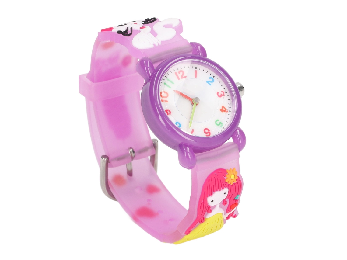 Relógio Infantil 3d Animado Gato Impermeável Silicone Para Meninas 3-8 Anos Roxo