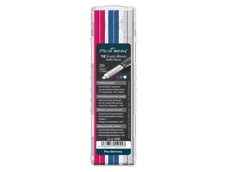 Pica 6040sb Estuche 12 Minas Marcado Permanente Rosa, Azul, Blanco Para Big Dry En Blister