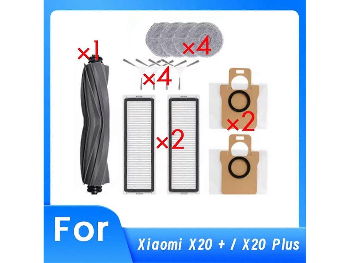 Kit De 13 Peças De Reposição Para Aspirador De Pó X20+ X20 Plus: Escova, Filtro, Saco De Pó, Pano De Limpeza E Tampa Da Escova Principal._ptg