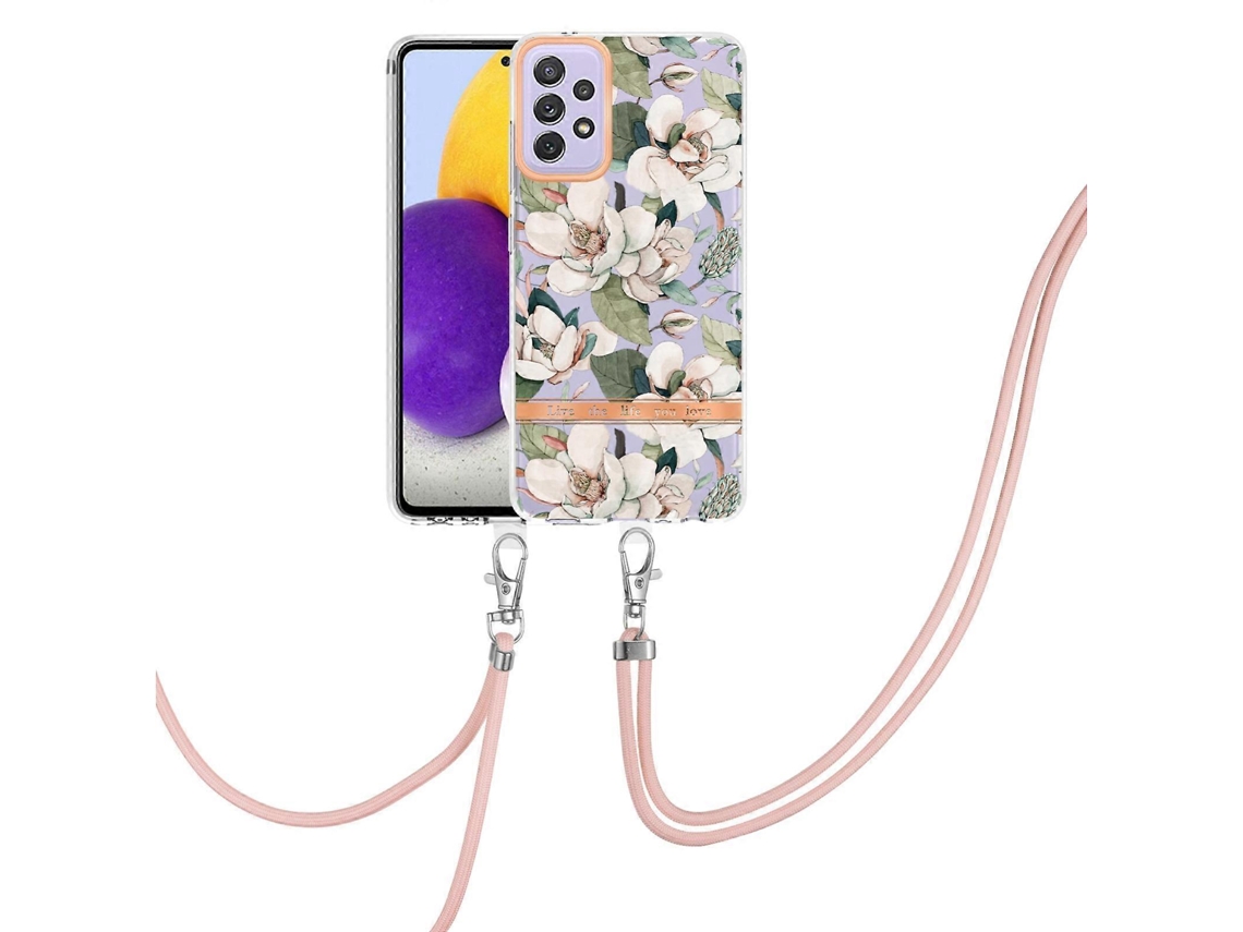 Capa De Celular Samsung Galaxy A72 5g/4g Série Flores Em Tpu Com Cordão