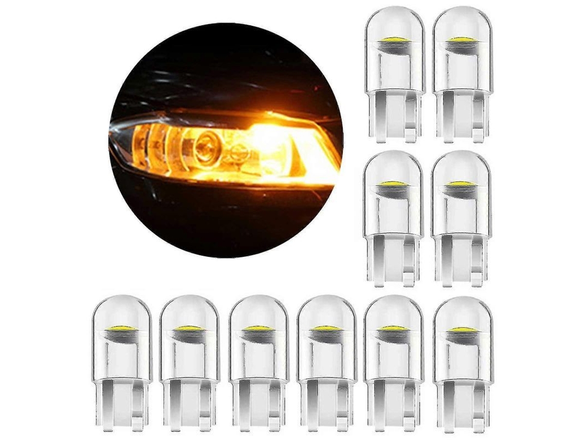 Lâmpada Led Sinal 194 T10 W5w Para Carro Luz De Leitura Dome Wedge Placa De Licença Branco 10x Amarillo