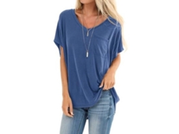 T-shirt De Verão - Feminino - Azul - Xxl - Leve - Confortável