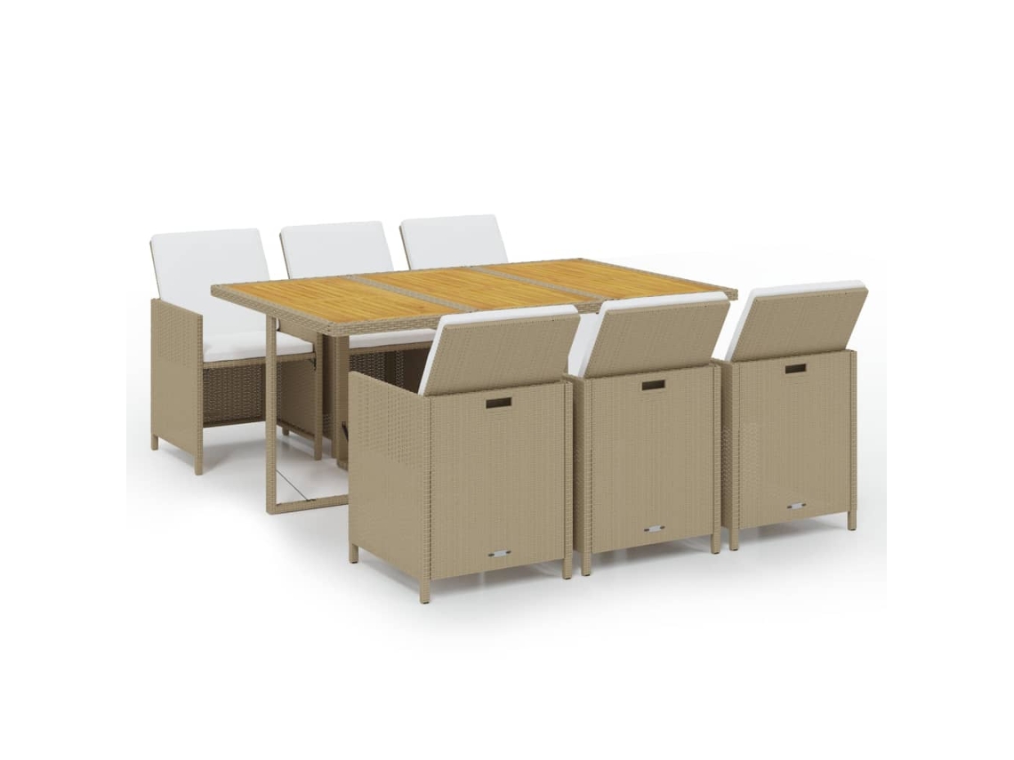 Garden Dining Set, Garden Dining Sets Vidaxl Bege Rattan / Vime (163 Cm Table Length)