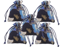 Conjunto 5 Saquinhos Cordão Joias Maquiagem Lembrancinhas Ideais Aniversários Casamentos Estampa Marcante GOKOCO
