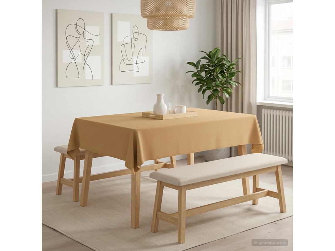 Vidaxl Toalha De Mesa Retangular Bege 110 X 140 Cm Poliéster
