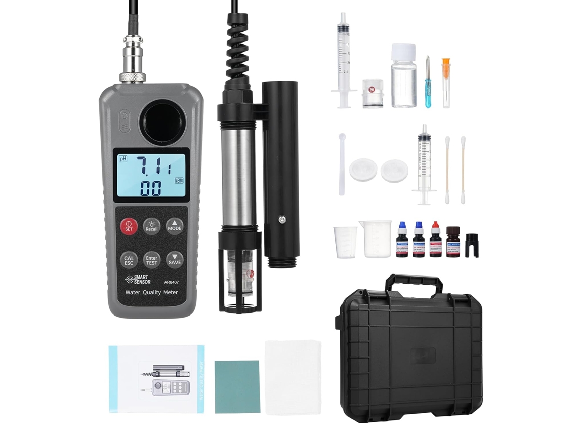 Medidor Digital 6em 1de Oxigênio Dissolvido, Qualidade Da Água, Ph, Temperatura, Amônia, Nitrogênio E