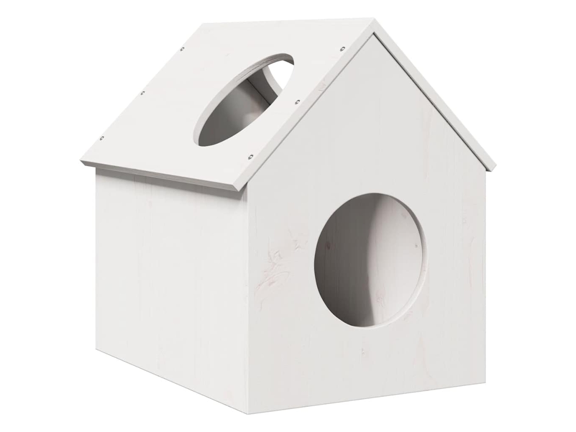 Vidaxl Casa Do Gato 41x50x50 Cm Madeira De Pinho Maciça Branco