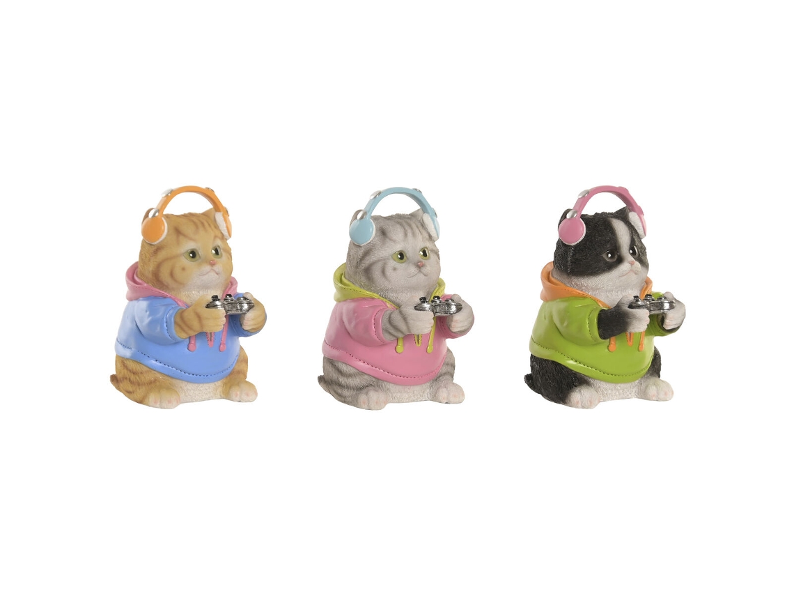 Figura Decorativa Home Esprit Multicolor Gato (3 Unidades)