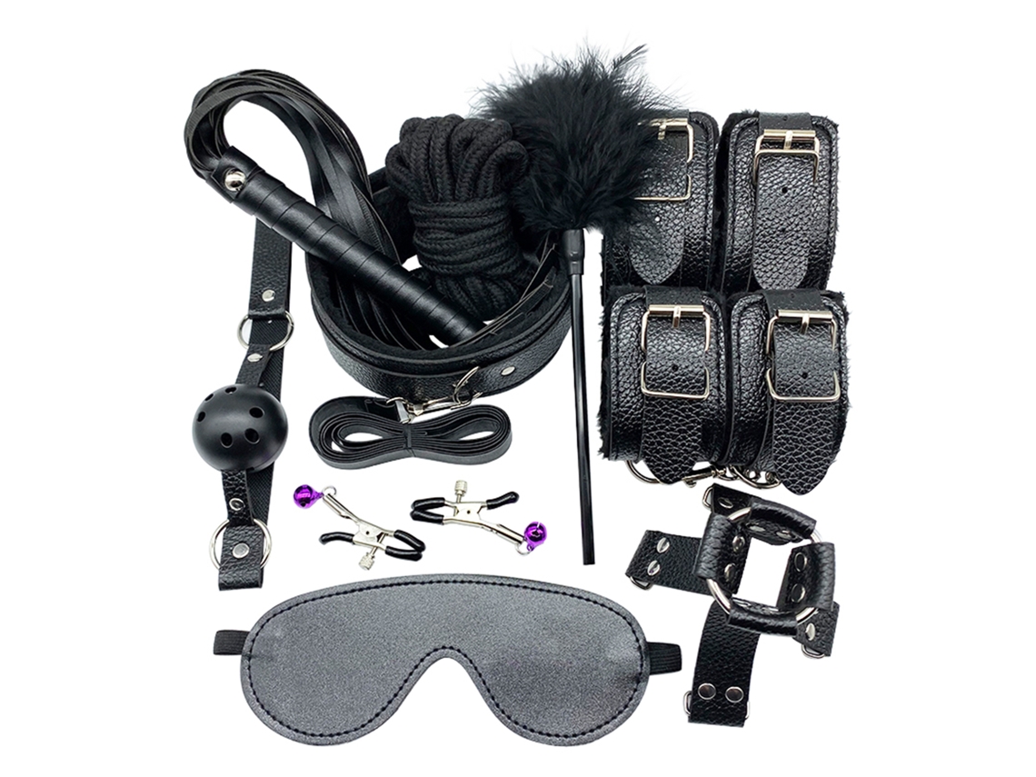 Conjunto De Brinquedos Sexuais Para Casais: Algemas, Parche Ocular, Vibrador E Plug Metálico