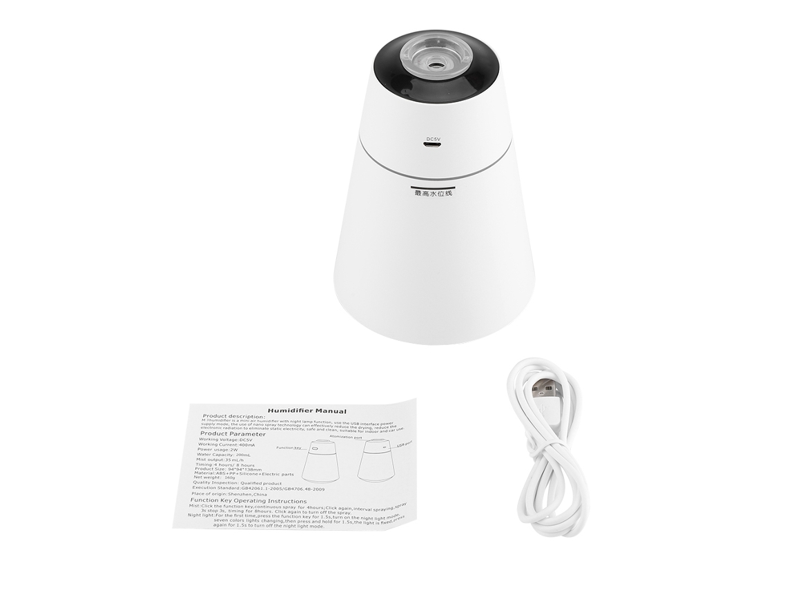 Laxiscreed Umidificador Usb Branco Com 7 Luzes, Desligamento Programado E Proteção Anti-queima Para Quarto E Carro